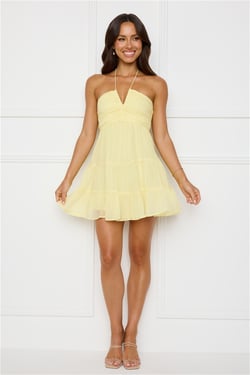 Styled For Sunsets Halter Mini Dress Yellow