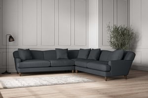 nkuku Deni Corner Sofa | Make To Order | Grand | Recycled Cotton Thunder