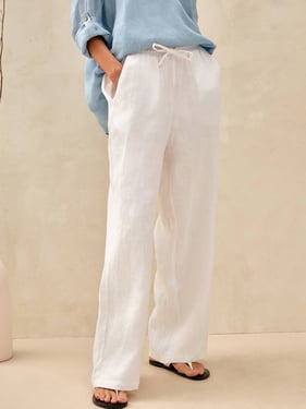 100% Linen Classic Pants LYON - Optic White / XXL