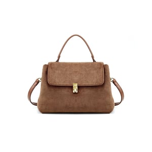 Jeulia Medium Suede Bag Retro Flapover Saddle Handbag
