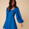 Blue Balloon Sleeve Loredana Mini Dress