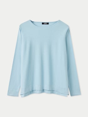 Boatneck Cotton Silk Cashmere Blend Sweater - XL / aquamarine / WK864-7266