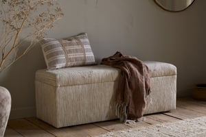 nkuku Aranya Cotton & Jute Upholstered Storage Bench | Seating | One Size | Natural