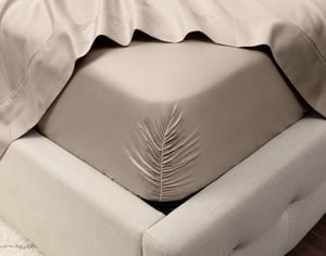 QE Home 500TC Eucalyptus Luxe TENCEL™ Lyocell Sheet Set Fitted Sheet in Ash, Beige, Double