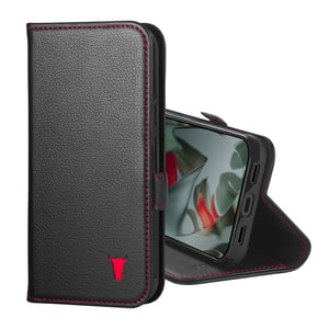 Google Pixel 10 / 10 Pro Leather Case - Black with Red Detail