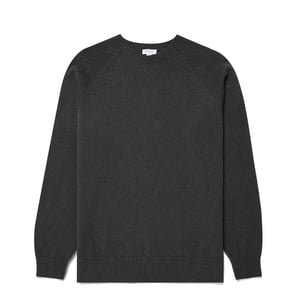 Sunspel Lambswool Crew Neck Drill Green