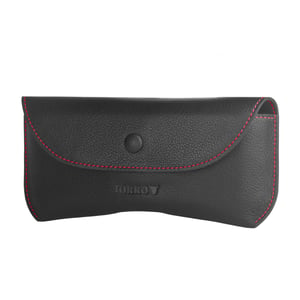 Leather Sunglasses Case / Glasses Case - Black with Red Detail