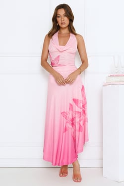 Starlit Petal Maxi Skirt Pink