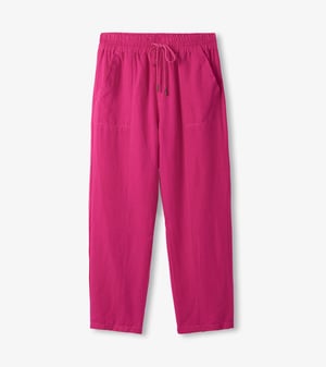 Straight Leg Linen Pants - Fuchsia