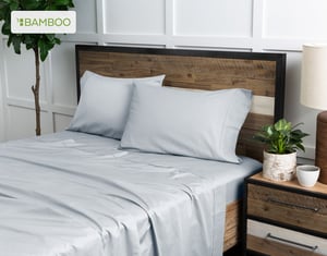 QE Home 310TC Bamboo Cotton Sheet Set in Pearl Blue, Twin