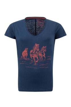 Weird Fish Wild Ponies Front Print Graphic T-Shirt Navy Size 18