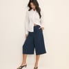 Navy High Waisted Tailored Culottes