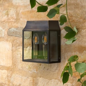 Double Crail IP44 exterior wall light in bronze