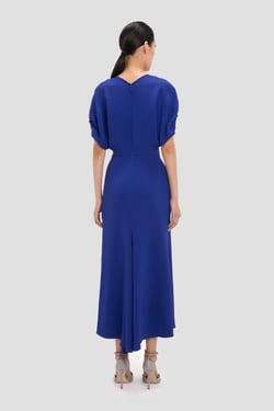 Victoria Beckham Edith Midi Dress In Bright Indigo - 16 - Womens