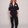 Navy Corduroy Patch Jumpsuit