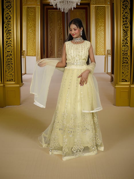 Designer Lehenga Choli with Embroidery and Mirror Peal Work by Shreekama