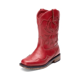 DREAM PAIRS Kids    Slip On Roomy Toe Cowboy Boots