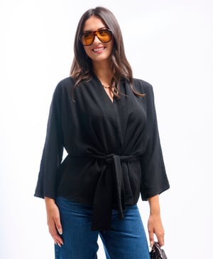 Black Soft Belted Jacket - XL