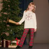 Girls Red Plaid Flared Pants