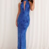 Shallow Love Halter Maxi Dress Blue