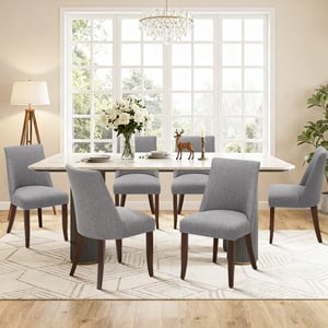 COLAMY KAVA Modern Casual Dining Chair - Light Grey / Set of 6