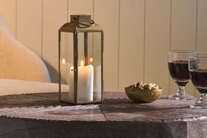 nkuku Maro Brass Lantern | Candles Holders & Lanterns | Tall | Antique Brass