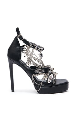 AKIRA Azalea Wang Beren Hardware Embellished Sandal | Black | Size 9