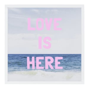 Love Is Here Beach Square Art Print Pink