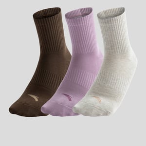 ANTA 3-Pack Crew Socks - Gray/D.Red/L.Brown
