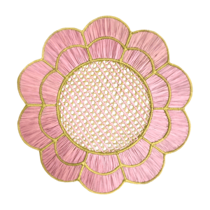 Blush Bloom Handwoven Iraca Placemat - Lilly Pulitzer Inspired Style