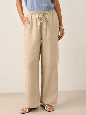 100% Linen Classic Pants LYON - Khaki / XXL