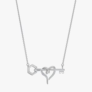Heart & Hexagon Key Diamond Necklace - 0.01 CT