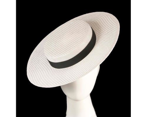 White & Black boater hat by Max Alexander