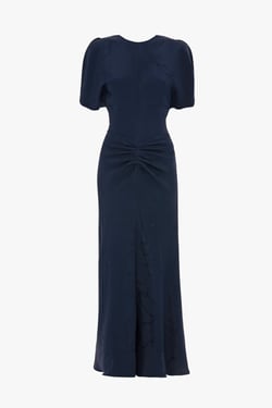 Victoria Beckham Bela Midi Dress In Navy - 16 - Womens