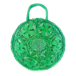 Starburst Round Handwoven Iraca Purse - Light Green