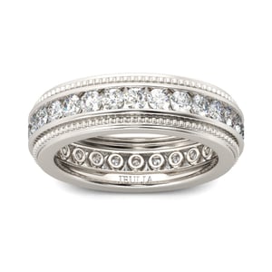Jeulia Bead Design Round Cut Sterling Silver Men's Band