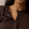 Brown Pointelle Short Sleeve Top
