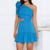 Kenza One Shoulder Mini Dress Blue