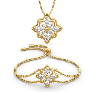 Jeulia Milgrain Floral Sterling Silver Jewelry Set