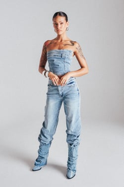 AKIRA On Your Mind Stacked Denim | Light Blue | Size 1X
