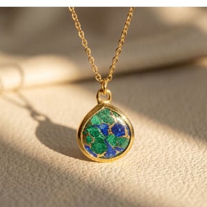 18ct Gold Vermeil Plated Azurite & Malachite Necklace