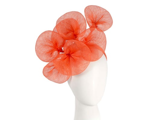 Large orange sinamay flower fascinator by Max Alexander MA918