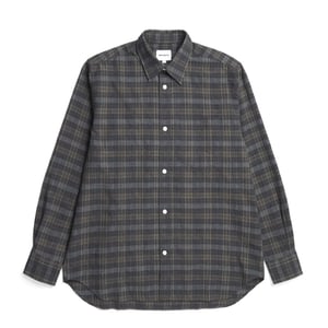 Norse Projects Ole Oversized Wool Check Shirt Charcoal Grey