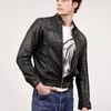 Vintage Style Black Leather Bomber Jacket