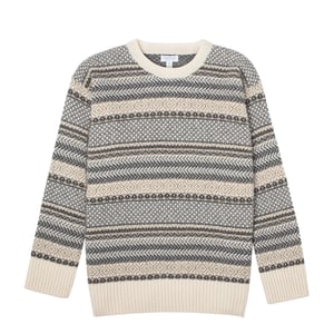 Sunspel Womens Lambswool Fairisle Jumper Ecru / Camel / Charcoal Fairisle