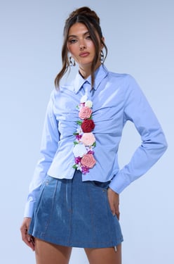 AKIRA Bouquet Button Down Shirt | Size 1X