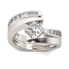 Jeulia Bypass Princess Cut Sterling Silver Ring Set