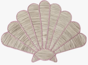 Shell Handwoven Iraca Placemat - Natural Palm with Accent Color / Soft Pink