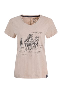 Weird Fish Wild Ponies Front Print Graphic T-Shirt Sand Dune Size 20