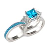 Jeulia Unique Princess Cut Sterling Silver Ring Set
